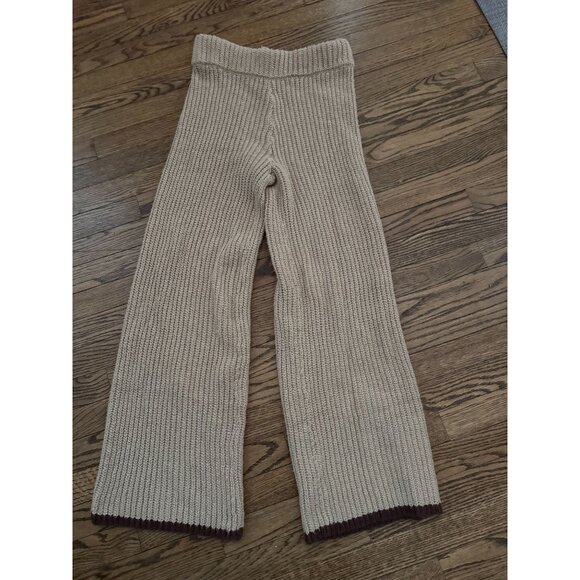 Zulu & Zephyr Sand Contrast Rib Knit Wide Leg Pants Size AU 14 US 10 - Picture 3 of 5